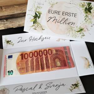 personalisiertes Geldgeschenk zur Hochzeit mit Erste Million | Explosionsbox Geldgeschenk | Geldgeschenk Hochzeit | boho Bild 4