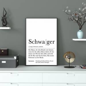 Poster SCHWAGER | Danke | Kommunion | Schwager | Geschenk | Definition | Schwanger | Vorfreude | Geburtstag | Kunstdruck Bild 2