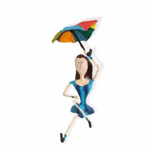 Pop Art Skulptur Frau mit Regenschirm Figur Unikat Bild 1
