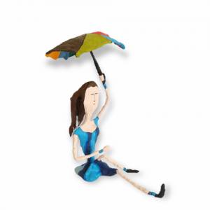 Pop Art Skulptur Frau mit Regenschirm Figur Unikat Bild 3