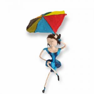 Pop Art Skulptur Frau mit Regenschirm Figur Unikat Bild 6