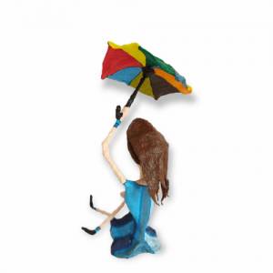 Pop Art Skulptur Frau mit Regenschirm Figur Unikat Bild 7