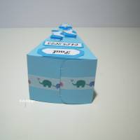 Geldgeschenk-Geburt-Taufe auf einem Tortenstück dekoriert mit Stern, Strümpfen,Schachtel, Elefanten, personalisierbar Bild 3