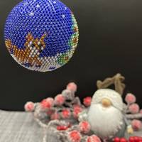 Weihnachtskugeln/Weihnachtsbaumschmuck /Christbaumschmuck gehäkelt mit Baumwollgarn und kleinen Glasperlen Bild 2