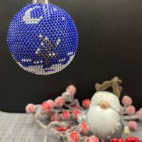 Weihnachtskugeln/Weihnachtsbaumschmuck /Christbaumschmuck gehäkelt mit Baumwollgarn und kleinen Glasperlen Bild 5