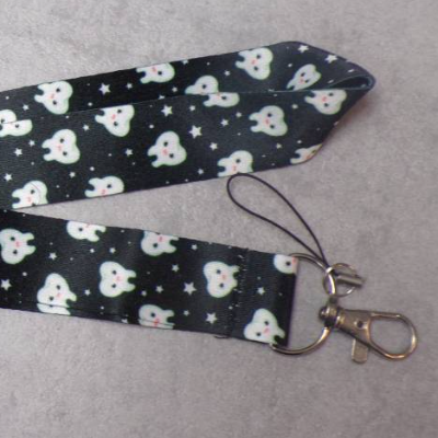 Satin Schlüsselband Zähne Zahnarzt   mit Schlüsselring 