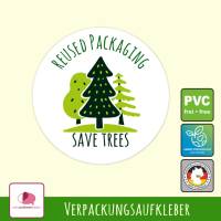 Verpackungsaufkleber: Bäume | Reused Packaging save trees Bild 1