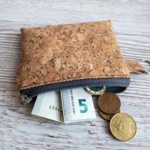 Mini-Portemonnaie aus Kork / Schlüsselanhänger Tasche / Geldbörse mit Reißverschluss / Münzbörse / Marpoh Bild 8