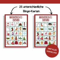 Bingo für Weihnachten Druckvorlage - Weihnachtsbingo zum Selberdrucken - Bingo für Kinder - Digitaler Download Bild 4