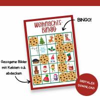 Bingo für Weihnachten Druckvorlage - Weihnachtsbingo zum Selberdrucken - Bingo für Kinder - Digitaler Download Bild 8