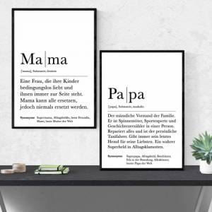 Poster Set MAMA & PAPA | Danke | Vatertag | Muttertag | Geschenk | Definition | Vorfreude | Geburtstag | Kunstdruck | El Bild 1