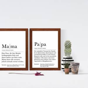 Poster Set MAMA & PAPA | Danke | Vatertag | Muttertag | Geschenk | Definition | Vorfreude | Geburtstag | Kunstdruck | El Bild 3