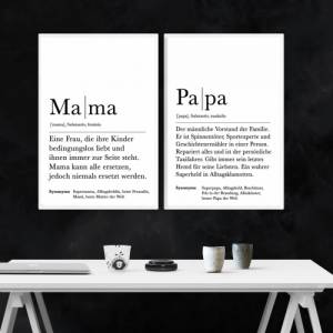 Poster Set MAMA & PAPA | Danke | Vatertag | Muttertag | Geschenk | Definition | Vorfreude | Geburtstag | Kunstdruck | El Bild 4