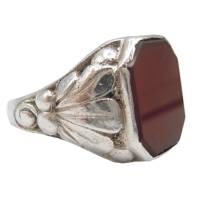 835 Silber Ring mit rotem Karneol aus den 40er Jahren RG 71 Bild 1