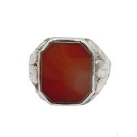 835 Silber Ring mit rotem Karneol aus den 40er Jahren RG 71 Bild 2