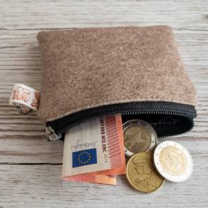 Mini-Portemonnaie aus Veloursstoff / Schlüsselanhänger Tasche / Geldbörse mit Reißverschluss / Münzbörse / Marpoh Bild 3
