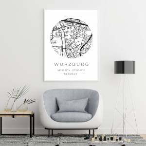 Poster WÜRZBURG STADTPLAN mit Koordinaten | Heimatstadt | Stadtposter | Personalisiert | Map | Karte Geschenk | Kunstdru Bild 4