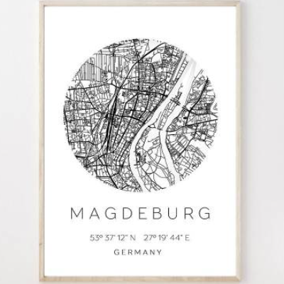 Poster MAGDEBURG STADTPLAN mit Koordinaten | Heimatstadt | Stadtposter | Personalisiert | Map | Karte Geschenk | Kunstdr