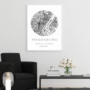 Poster MAGDEBURG STADTPLAN mit Koordinaten | Heimatstadt | Stadtposter | Personalisiert | Map | Karte Geschenk | Kunstdr Bild 2