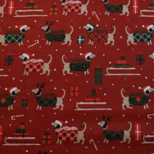 12,60 EUR/m Baumwollstoff Basset Weihnachten Hunde auf rot Webware 100% Baumwolle Bild 3