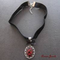 Kropfband mit Cabochon Anhänger schwarz rot silberfarben Halsband Samtband Kropfkette Kette Trachtenband Halsband Bild 6