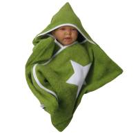 stern baby wrap kapuzenhandtuch wickeltuch bademantel badetuch frottee grün Bild 1