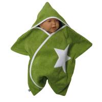stern baby wrap kapuzenhandtuch wickeltuch bademantel badetuch frottee grün Bild 2