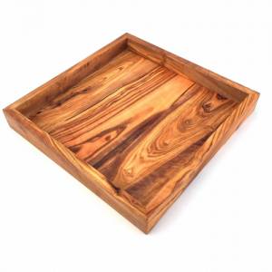 Ablage quadratisch 22 cm Holz Tablett handgefertigt aus Olivenholz Bild 2