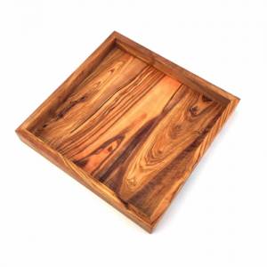 Ablage quadratisch 22 cm Holz Tablett handgefertigt aus Olivenholz Bild 3
