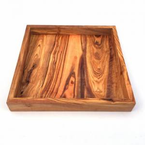 Ablage quadratisch 22 cm Holz Tablett handgefertigt aus Olivenholz Bild 4