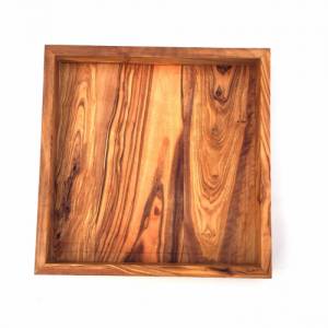 Ablage quadratisch 22 cm Holz Tablett handgefertigt aus Olivenholz Bild 5