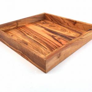 Ablage quadratisch 22 cm Holz Tablett handgefertigt aus Olivenholz Bild 6