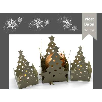 Plotterdatei Weihnachtsbaum Tannenbaum Körbchen Teelicht Lichterhaus