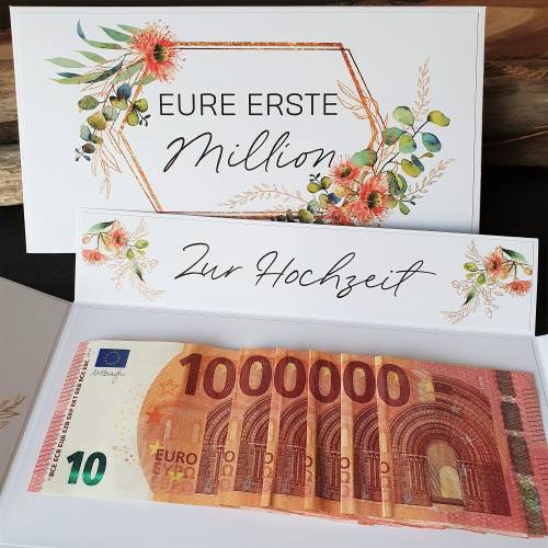 personalisiertes Geldgeschenk zur Hochzeit mit Namen Erste Million | Geschenk Hochzeit | Explosionsbox Geldgeschenk