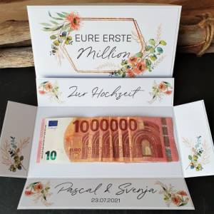 personalisiertes Geldgeschenk zur Hochzeit mit Namen Erste Million | Geschenk Hochzeit | Explosionsbox Geldgeschenk Bild 3
