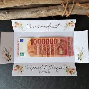personalisiertes Geldgeschenk zur Hochzeit mit Namen Erste Million | Geschenk Hochzeit | Explosionsbox Geldgeschenk Bild 4