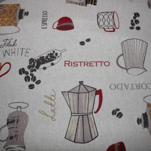 15,00 EUR/m Dekostoff Canvas Kaffee Kafeearten auf natur hellbeige Baumwollmix Bild 1