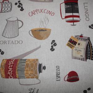 15,00 EUR/m Dekostoff Canvas Kaffee Kafeearten auf natur hellbeige Baumwollmix Bild 6