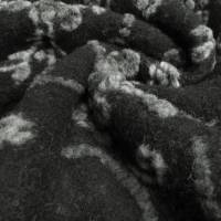 Stoff Ital. Musterwalk Walkloden Kochwolle gekochte Wolle Relief Blumen Ranken schwarz grau anthrazit Mantelstoff Bild 4