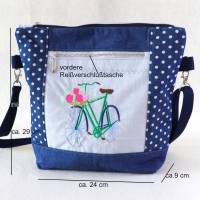 Umhängetasche Damen / Foldover Tasche / Schultertaschen Damen / Stofftaschen / Jeanstasche / blaue Handtasche / Fahrrad Bild 10