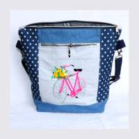 Umhängetasche Damen / Foldover Tasche / Schultertaschen Damen / Stofftaschen / Jeanstasche / blaue Handtasche / Fahrrad Bild 9