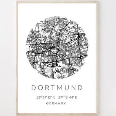 Poster DORTMUND STADTPLAN mit Koordinaten | Heimatstadt | Stadtposter | Personalisiert | Map | Karte Geschenk | Kunstdru
