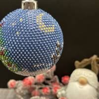 Weihnachtskugeln/Weihnachtsbaumschmuck /Christbaumschmuck gehäkelt mit Baumwollgarn und kleinen Glasperlen Bild 4