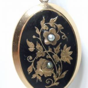 Blüten Brosche / Anhänger Biedermeier um 1840 an schwerer 333 Goldkette Bild 2