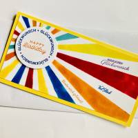 Geburtstagskarte bunten Sonnenstrahlen Handarbeit Glückwunschkarte Bunt Karte UNIKAT DIN lang Bild 1