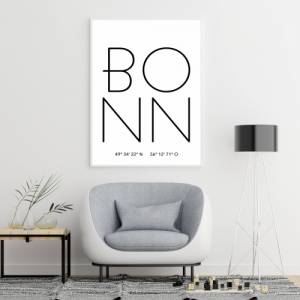 Poster BONN mit Koordinaten | Heimatstadt | Stadtposter | Personalisiert | Stadt Geschenk | Kunstdruck | Umzug Einzug | Bild 4