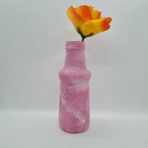 Kleine Vase in Rosa und Weiß, handbemalt Bild 3