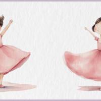 Kleine Pinke Prinzessin PNG Clipart Bundle - 10 Aquarell Bilder, Transparenter Hintergrund, Kinder Dekoration Bild 5