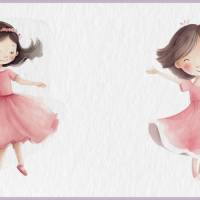 Kleine Pinke Prinzessin PNG Clipart Bundle - 10 Aquarell Bilder, Transparenter Hintergrund, Kinder Dekoration Bild 6