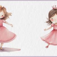 Kleine Pinke Prinzessin PNG Clipart Bundle - 10 Aquarell Bilder, Transparenter Hintergrund, Kinder Dekoration Bild 7